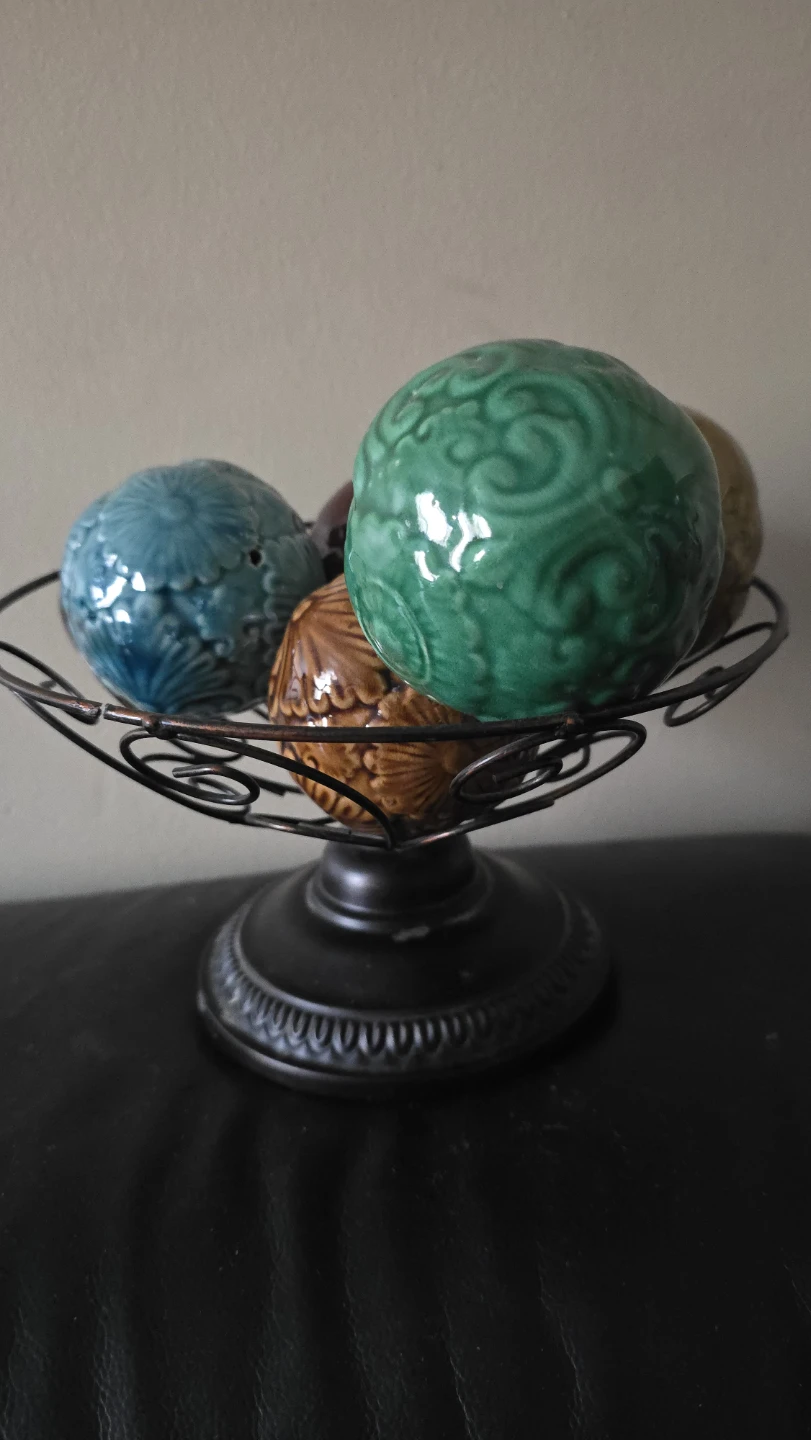 Ceramic Decorative Orbs in Metal Stand - photo 3
