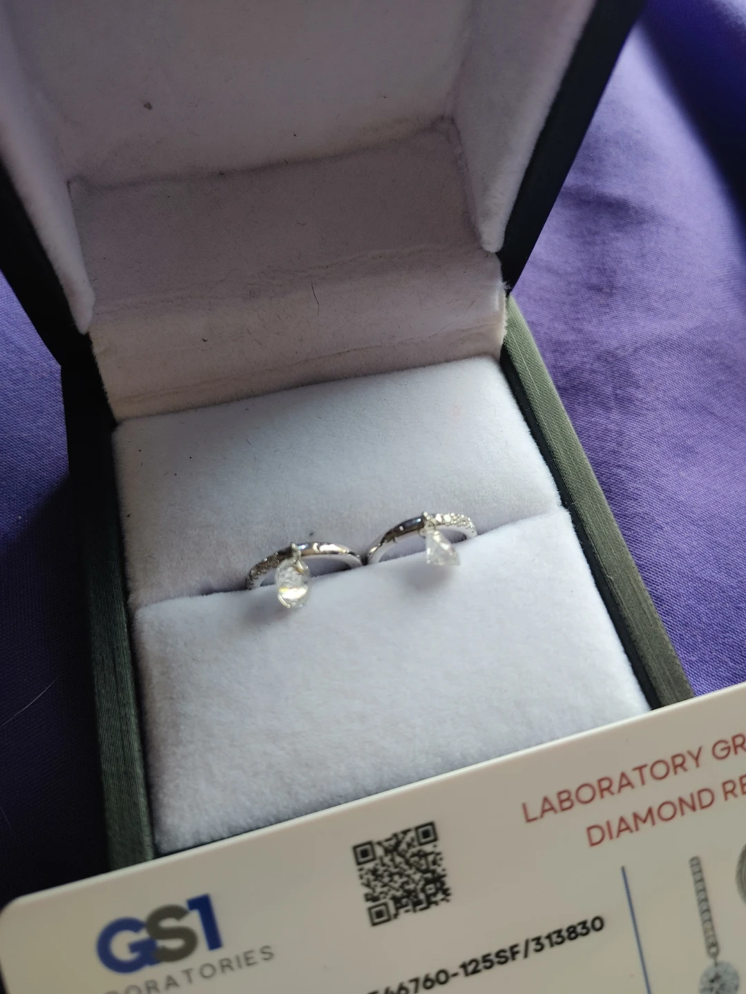 Pair of Lab Grown Diamond Earrings 10k White Gold - photo 2