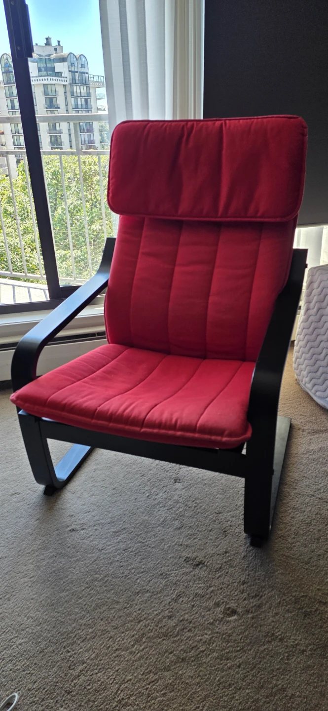 Red Lounge Chair with Black Frame