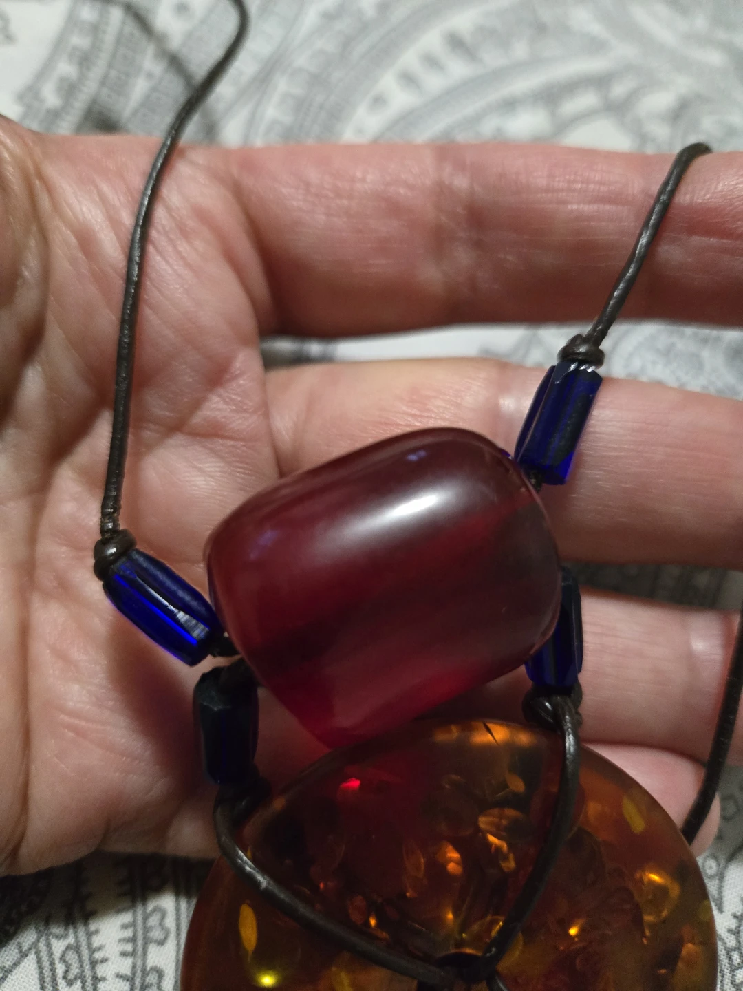 Vintage Amber and Cherry Amber Bakelite Necklace - photo 3