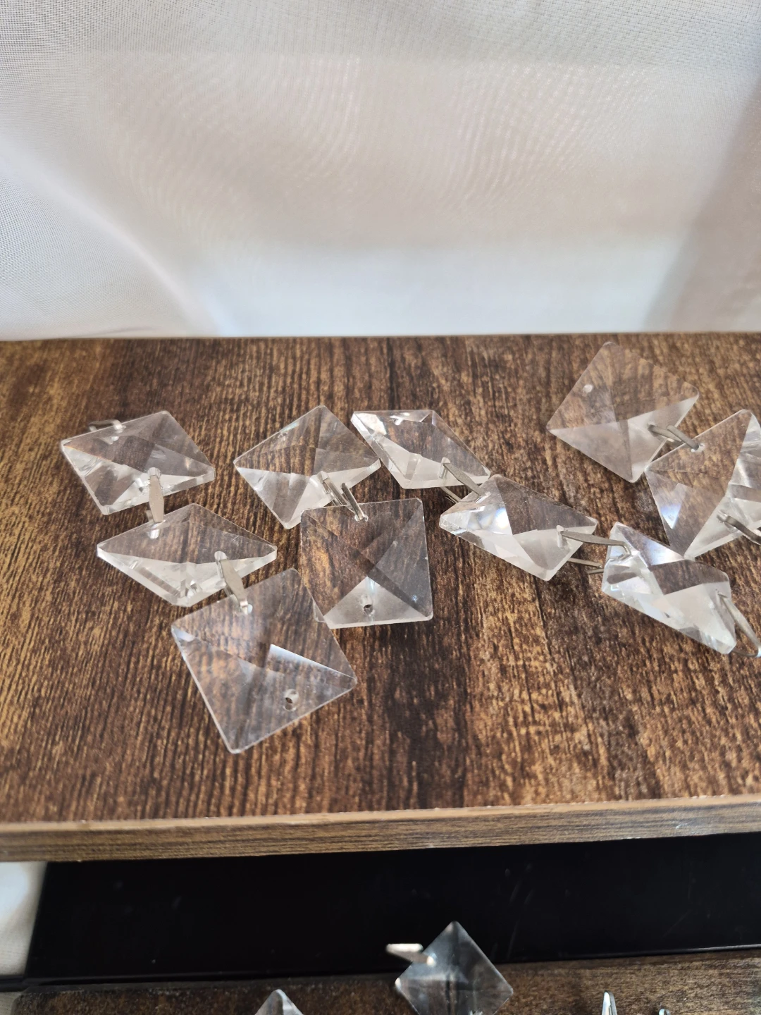 Lot of 41 Crystal Glass 1" Square Diamond Shaped Pendants etc. - photo 2