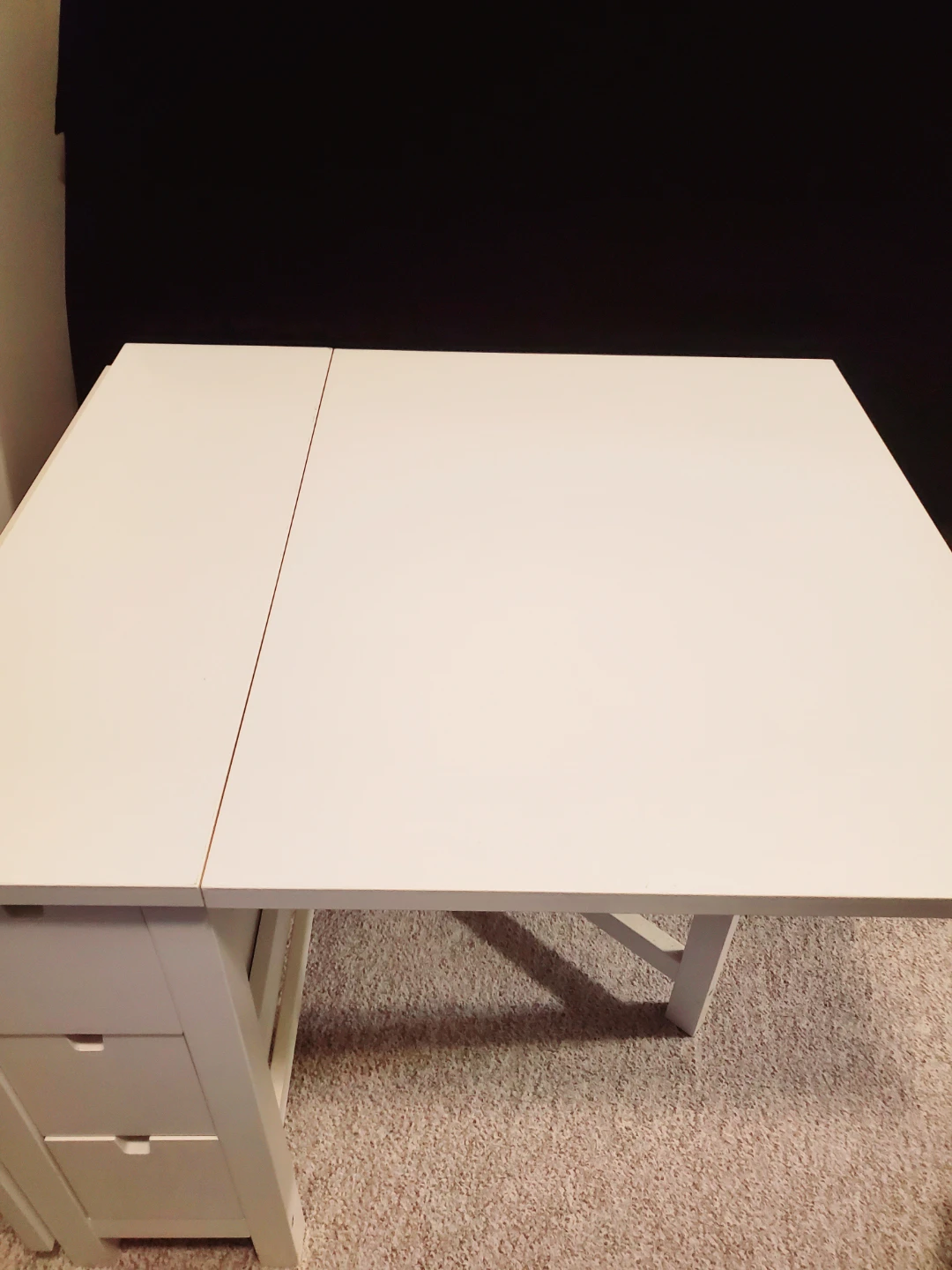 IKEA White Drop-Leaf table with Drawers - photo 2