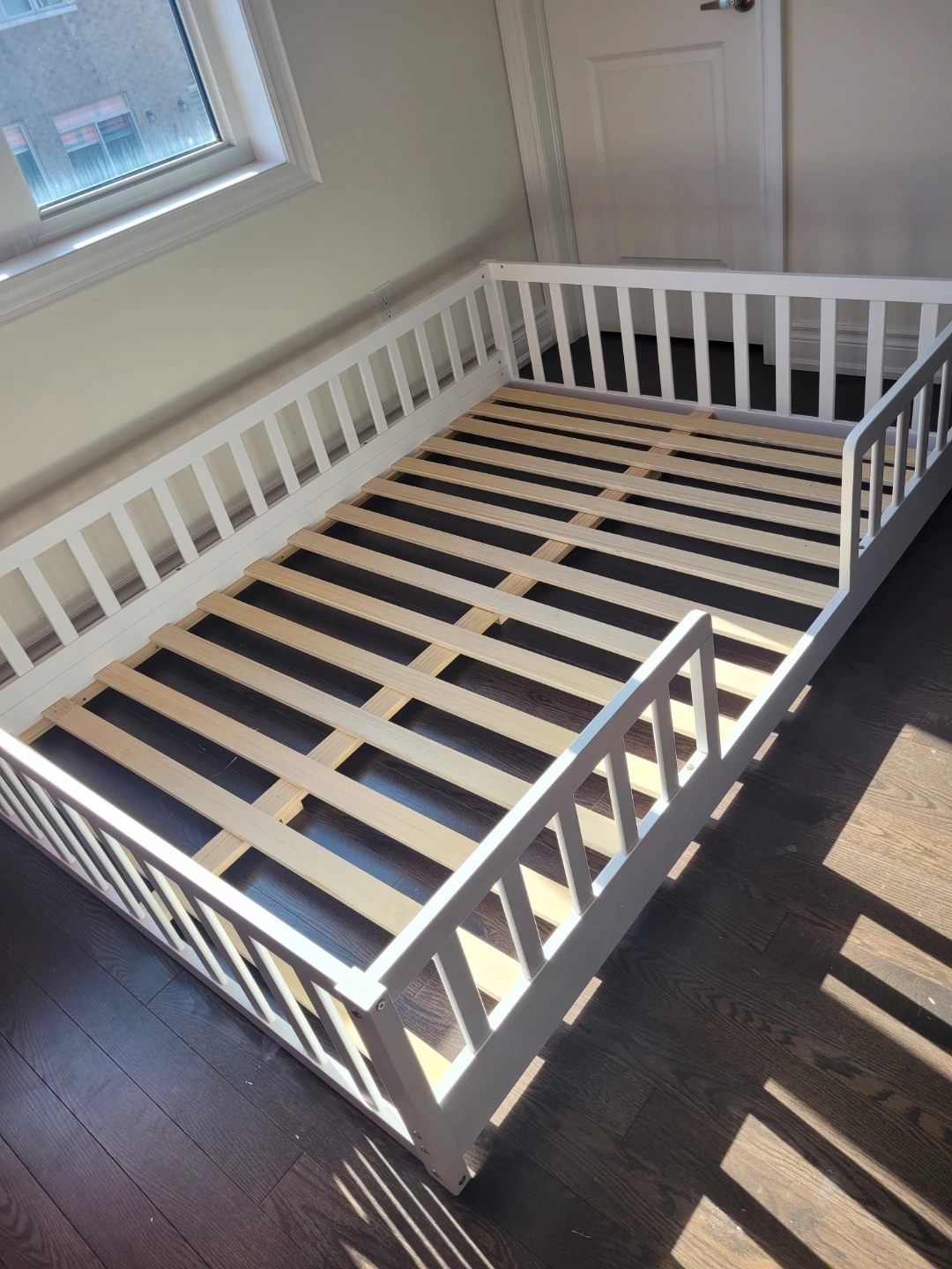 White Toddler Bed Frame with Guard Rails