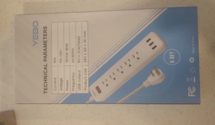 YEBO Power Surge Protector with 3 USB Ports - photo 4
