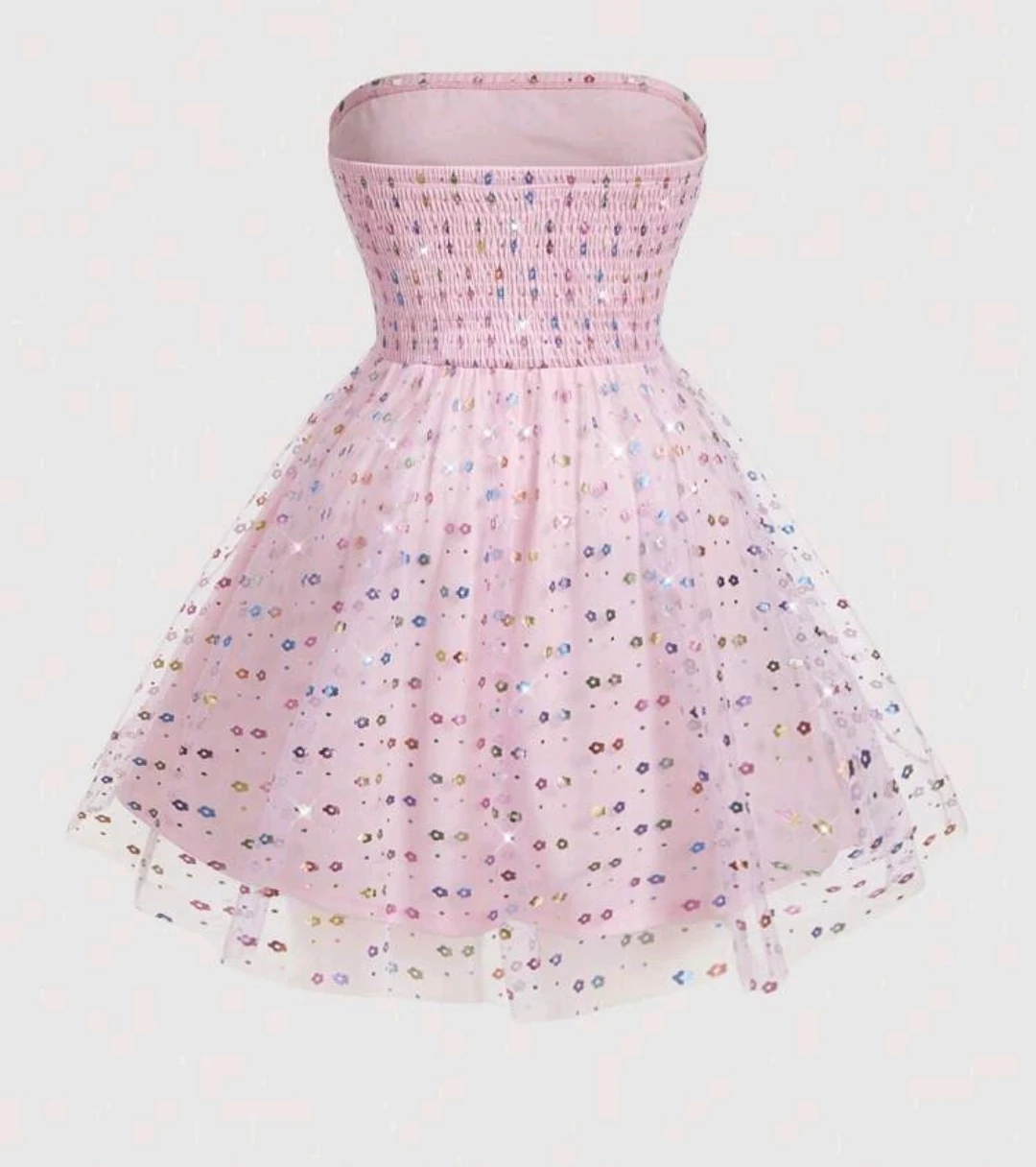 2 XL Pink Strapless Tulle Dress with Flower Glitter - photo 2