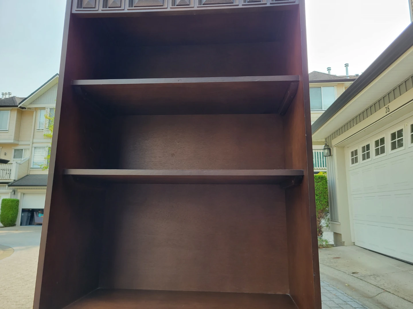Vintage Mid-Century Geometric Carved Bookcase / Storage Cabinet. - photo 5