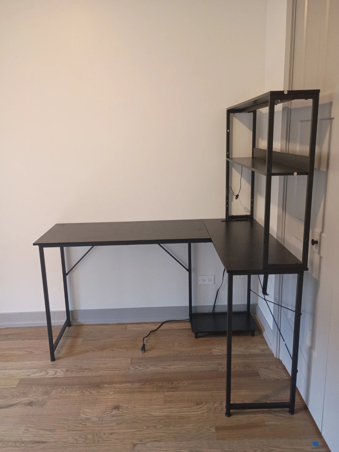 Black L-Shaped Desk with Shelving - photo 3