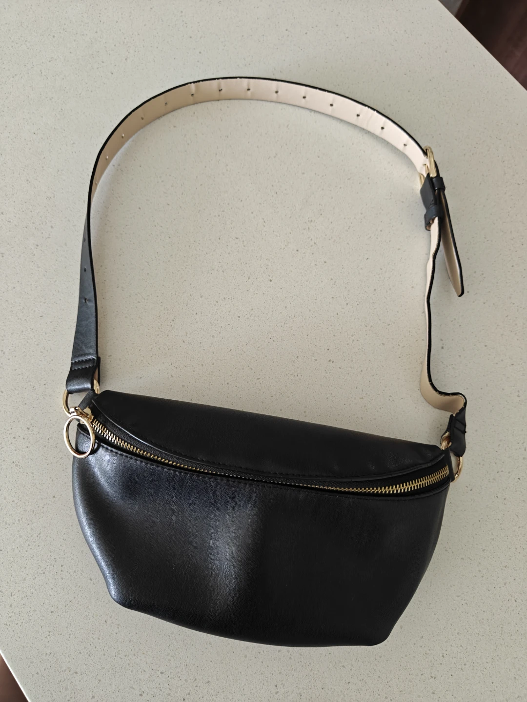 H&M Black Faux Leather Fanny Pack