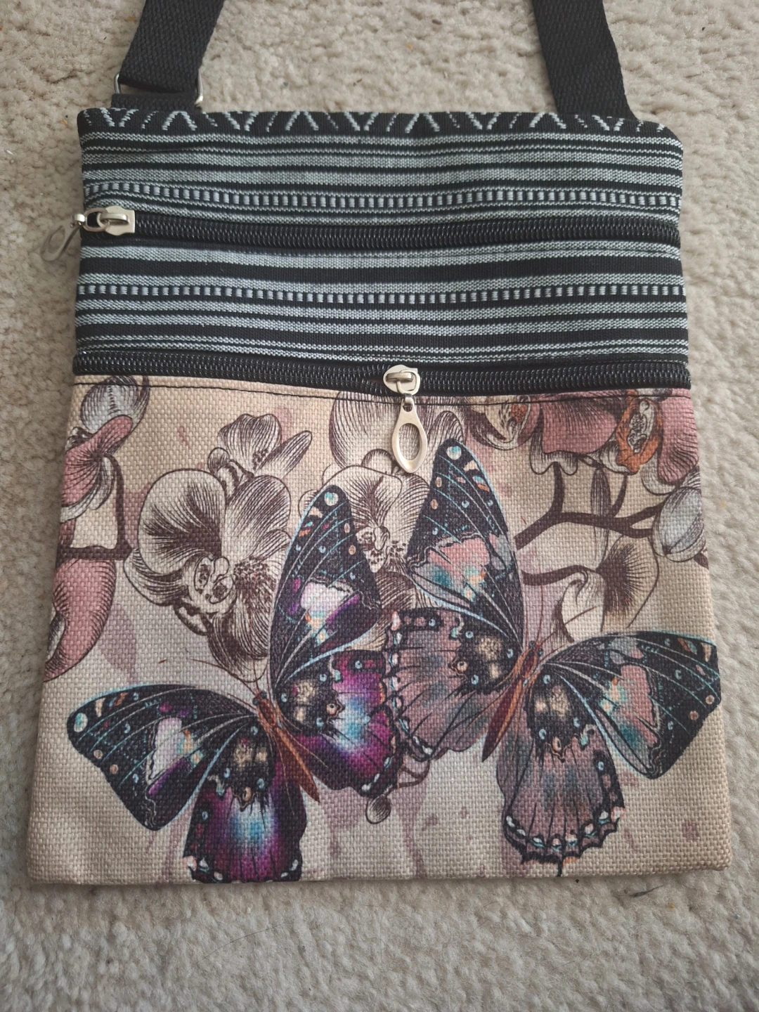 Crossbody Bag with Butterfly and Floral Print - photo 2