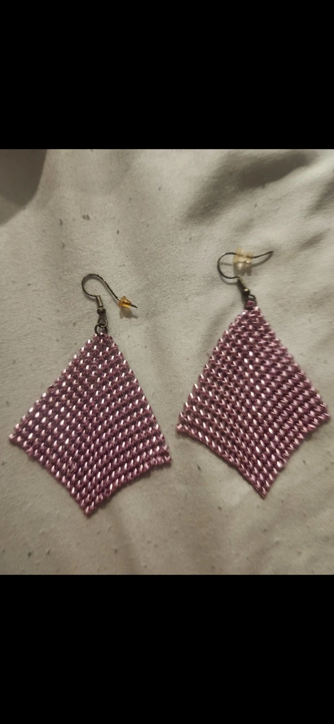 Pink Mesh and Copper Drop Earrings Set