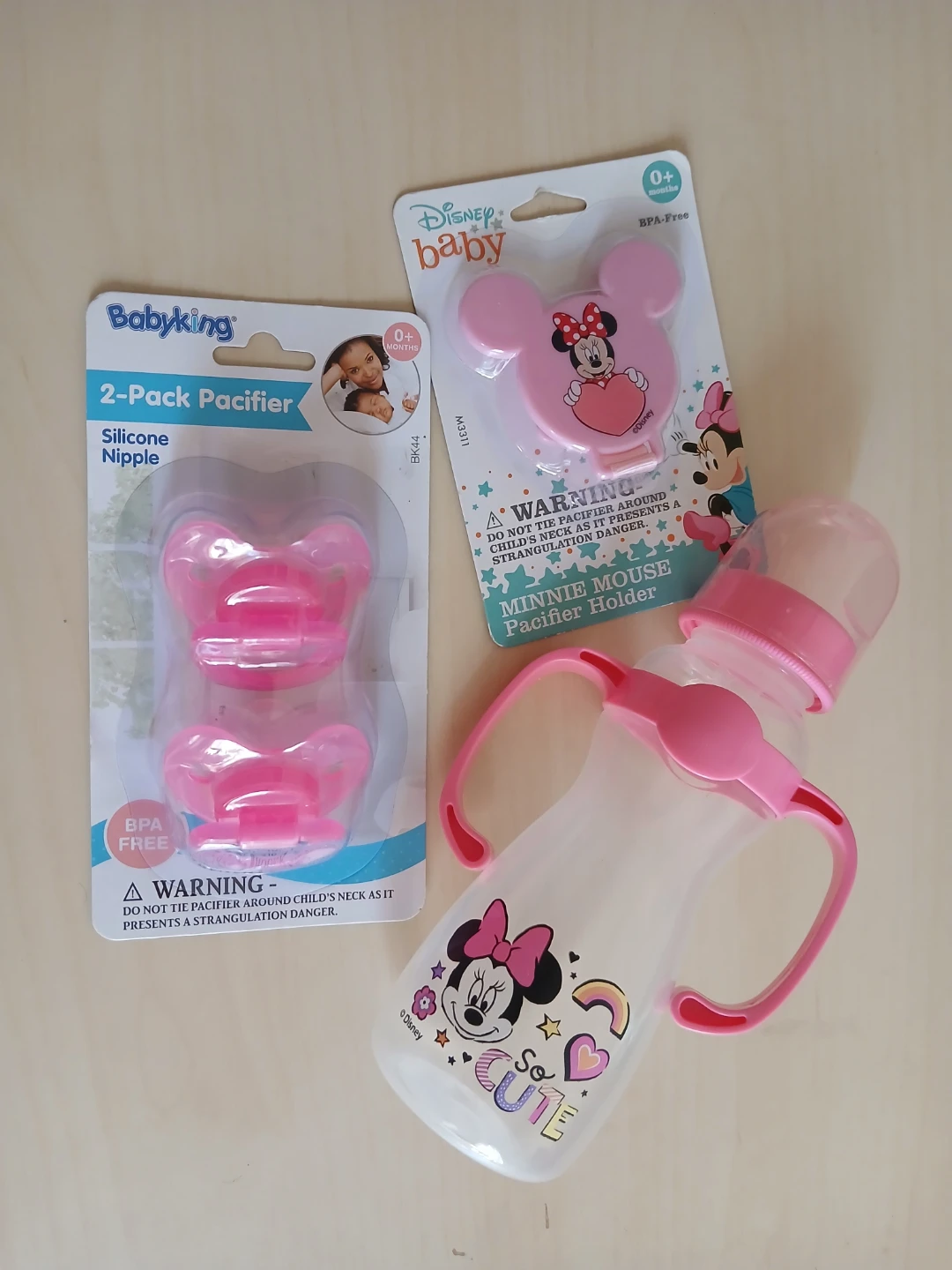 Disney Baby Minnie Mouse Pacifier Holder and 2-Pack Pacifiers