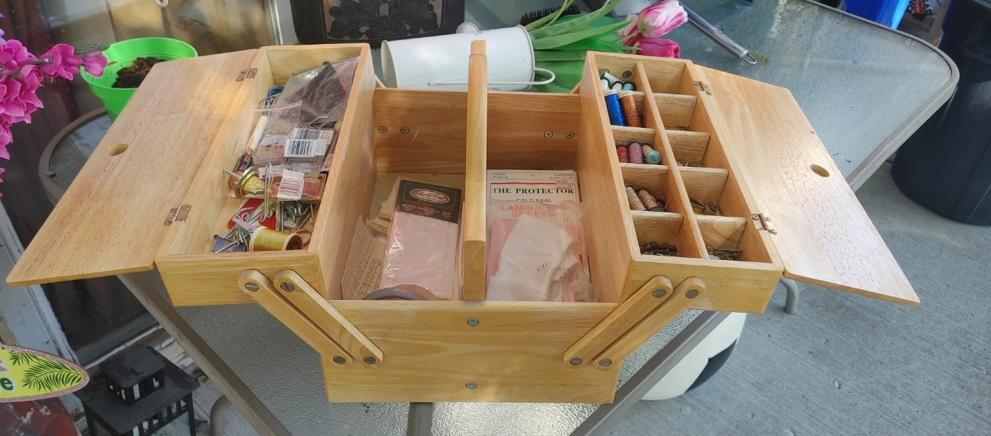 Wooden Sewing Box Organizer - photo 2