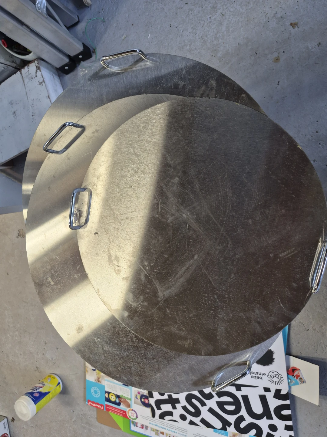 Set of 3 Round Stainless Steel Griddle Plates - photo 2