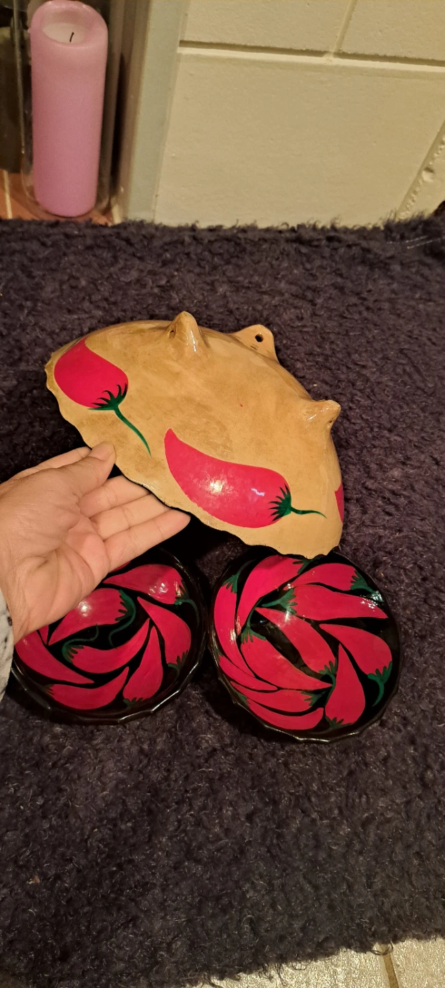 3 Ceramic Bowl Set with Chili 🌶 Mexican - photo 2