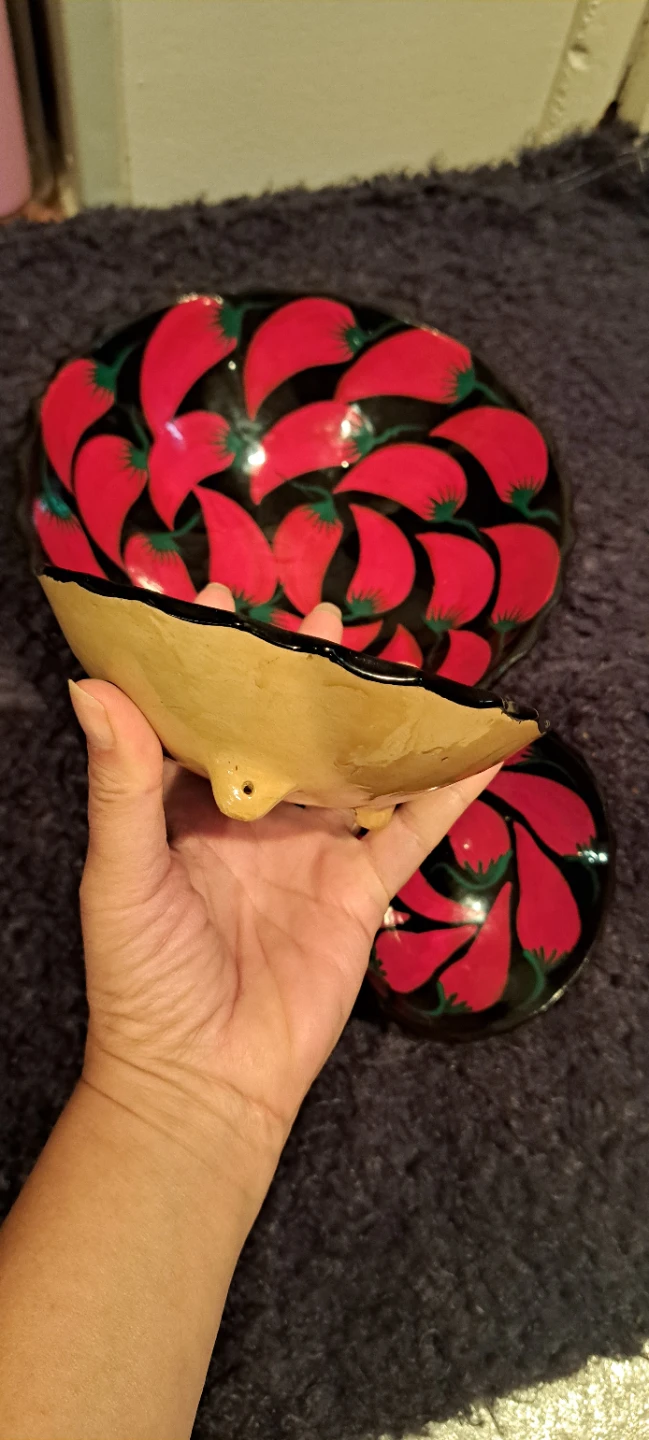 3 Ceramic Bowl Set with Chili 🌶 Mexican - photo 5