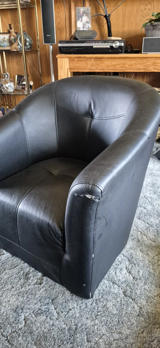 Black Faux Leather Accent Chair - photo 3