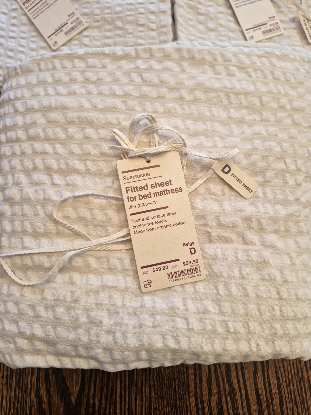 Muji Sheets Set: Fitted + 2 Pillowcases: Double: Organic Cotton - photo 3