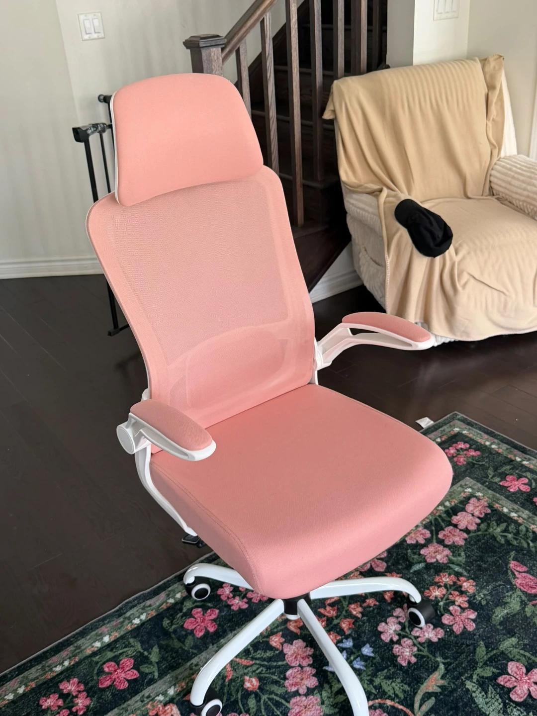 Pink Ergonomic Office Chair with Headrest - photo 5