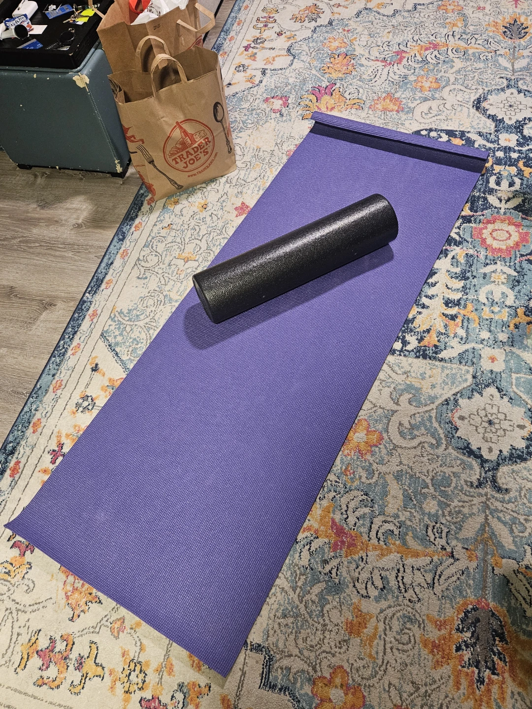 Purple Yoga Mat and Foam Roller Set - photo 2