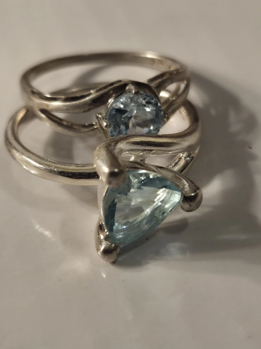 2 Sterling Silver Rings with Blue Stones - photo 3