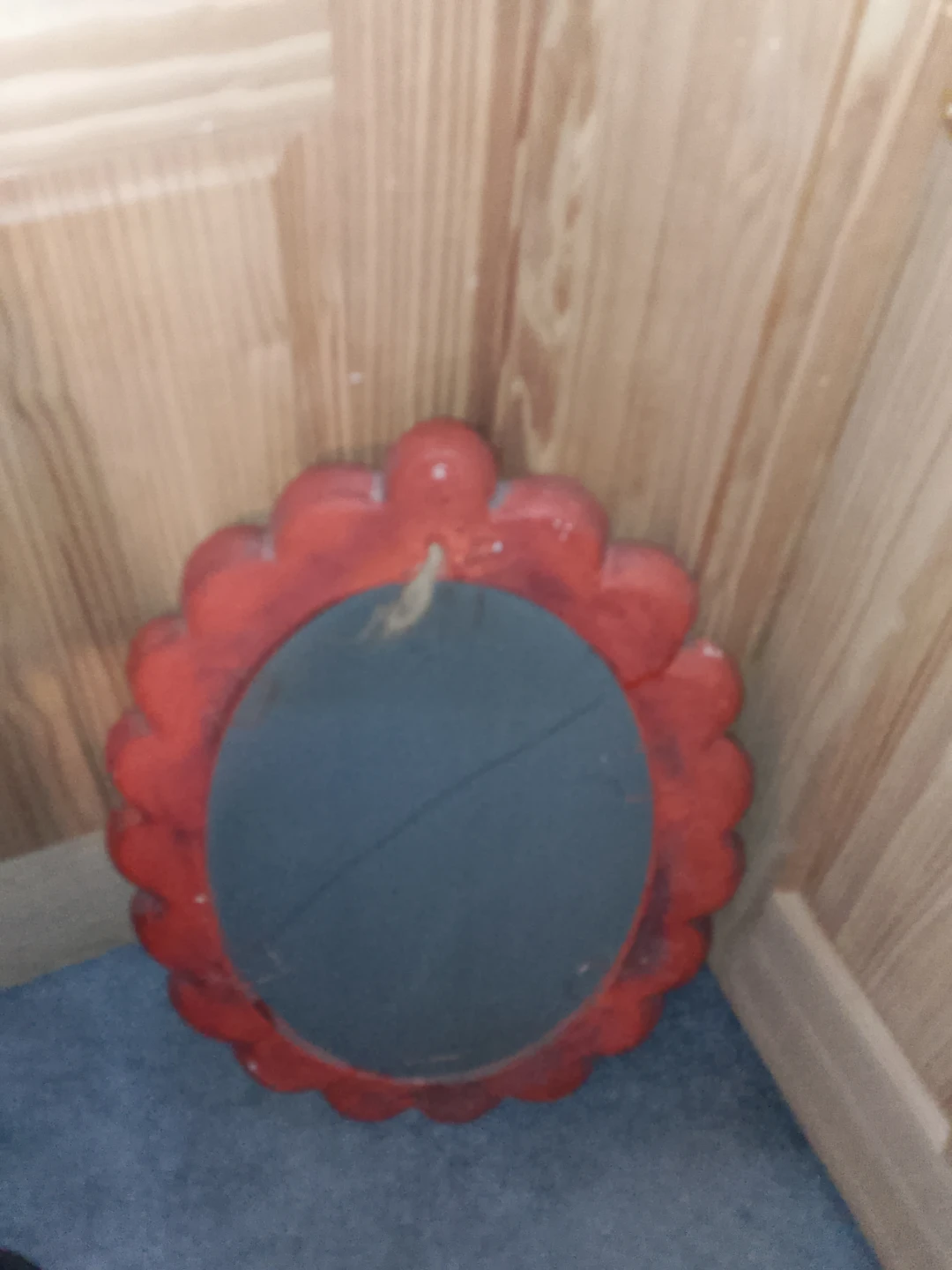 Ornate Red Oval Mirror vintage - photo 2
