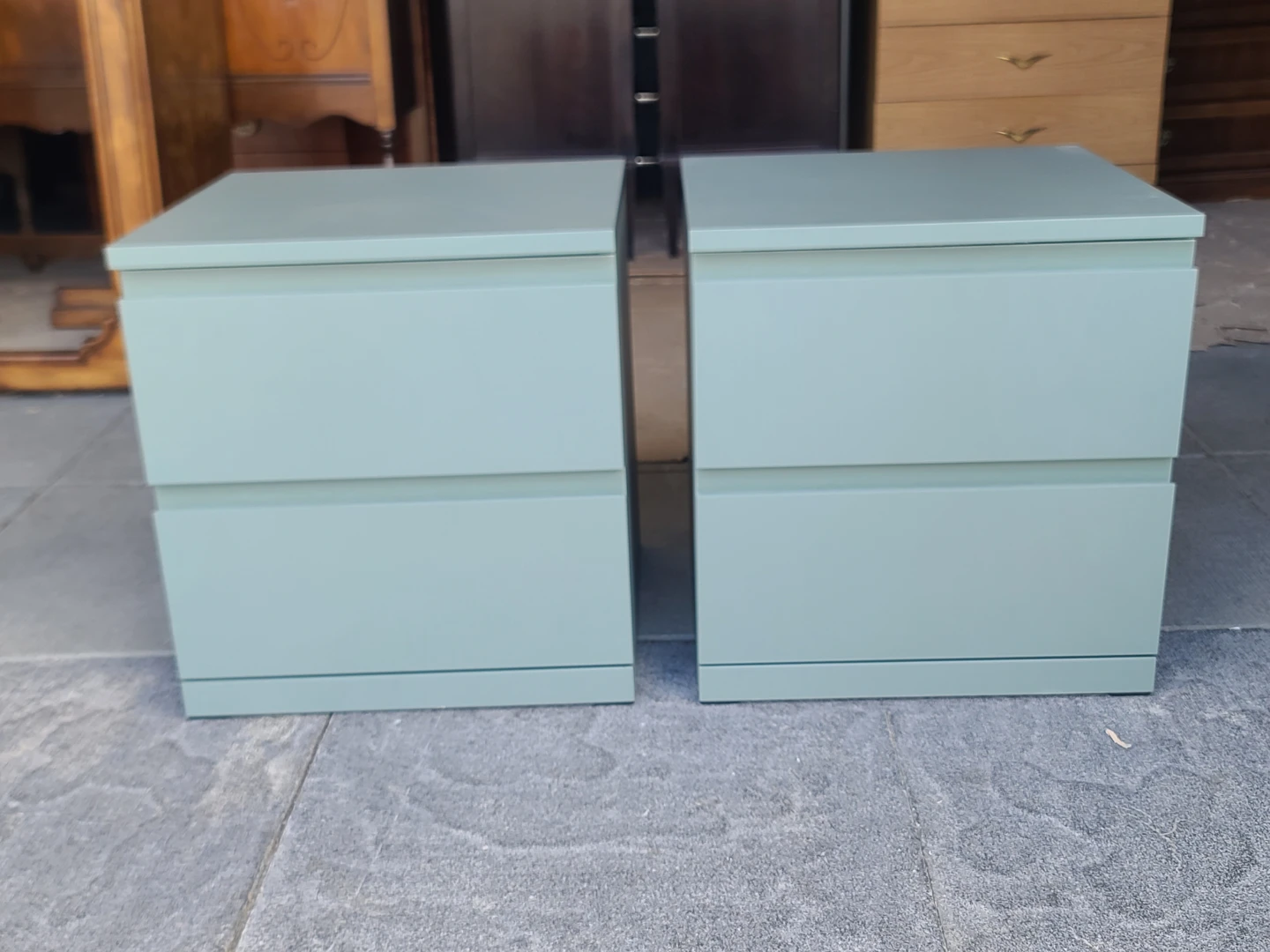 IKEA MALM 2-Drawer Chests - Sage Green (Pair)