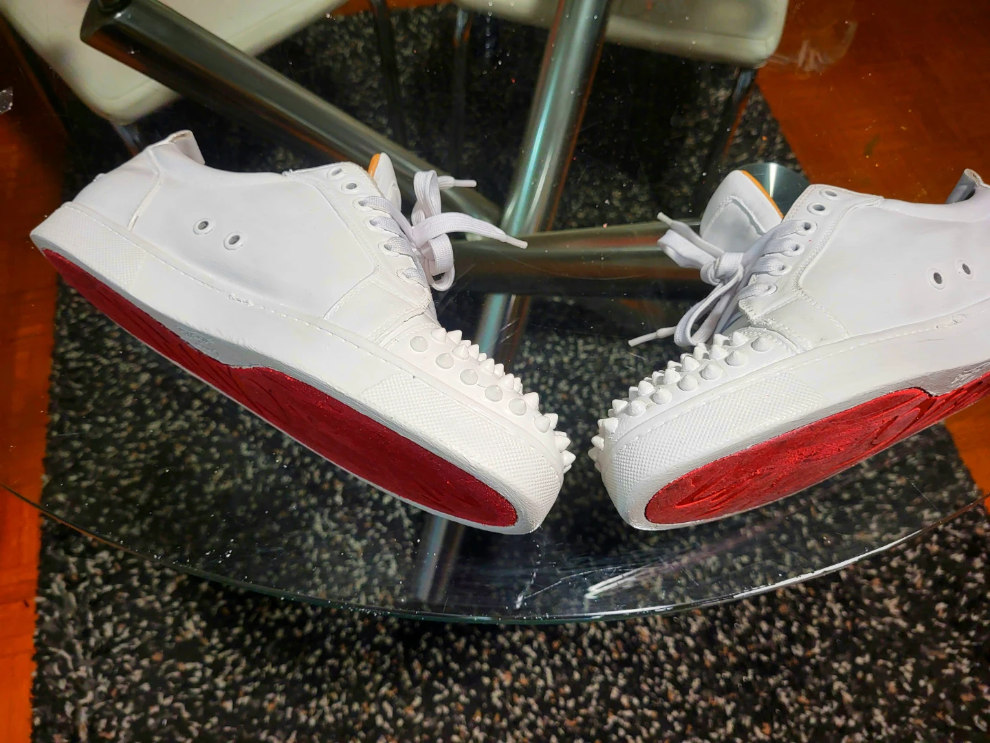 Christian Louboutin White Spiked Low-Top Sneakers - photo 4