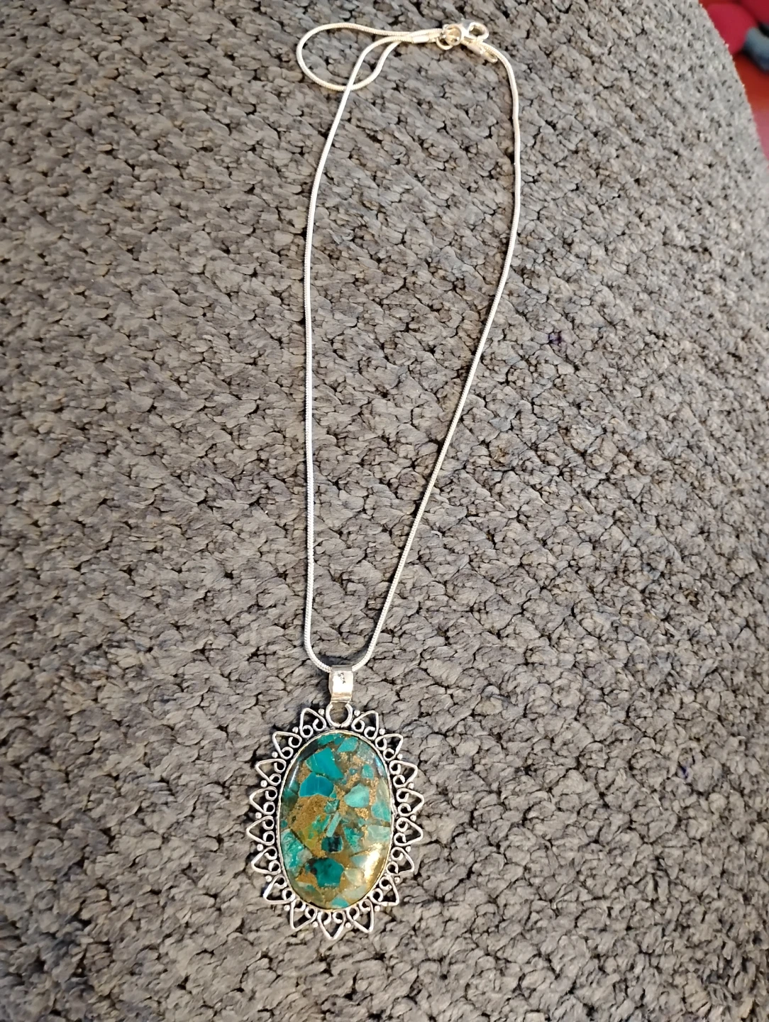Sterling Silver Oyster Turquoise Necklace - photo 2