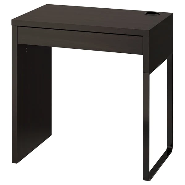 Dark Brown IKEA Desk with Drawer and Cup Holder/Wire Outlet