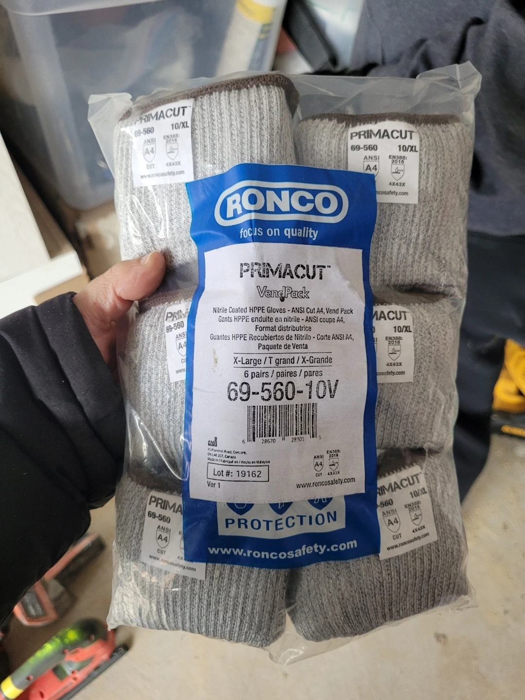 Ronco Primacut 69-560 Nitrile Coated HPPE Gloves XL 6 Pairs