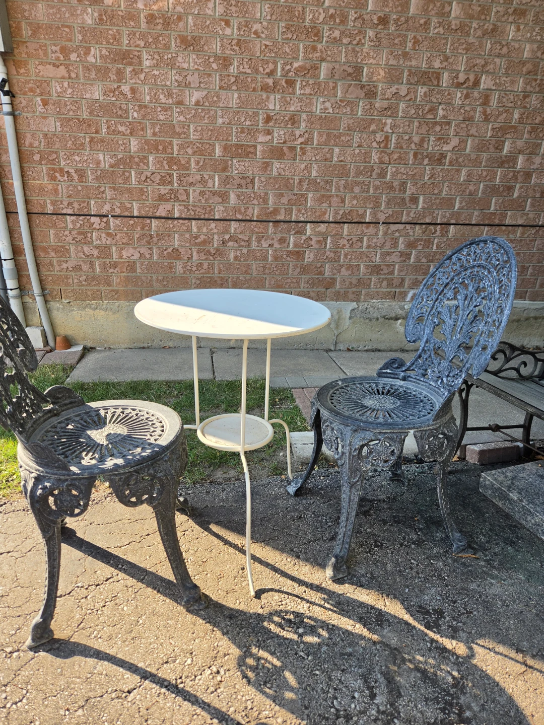 Ornate Cast Iron Patio Chairs and Table Set