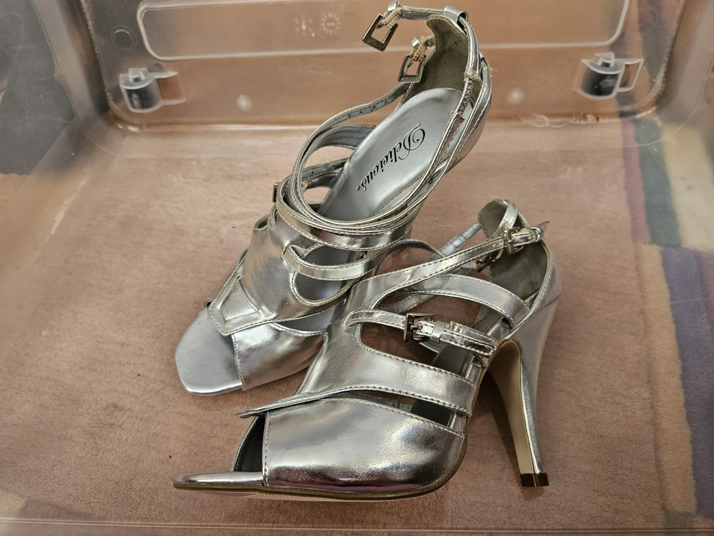 Silver Strappy High Heels size 7.5 - photo 3
