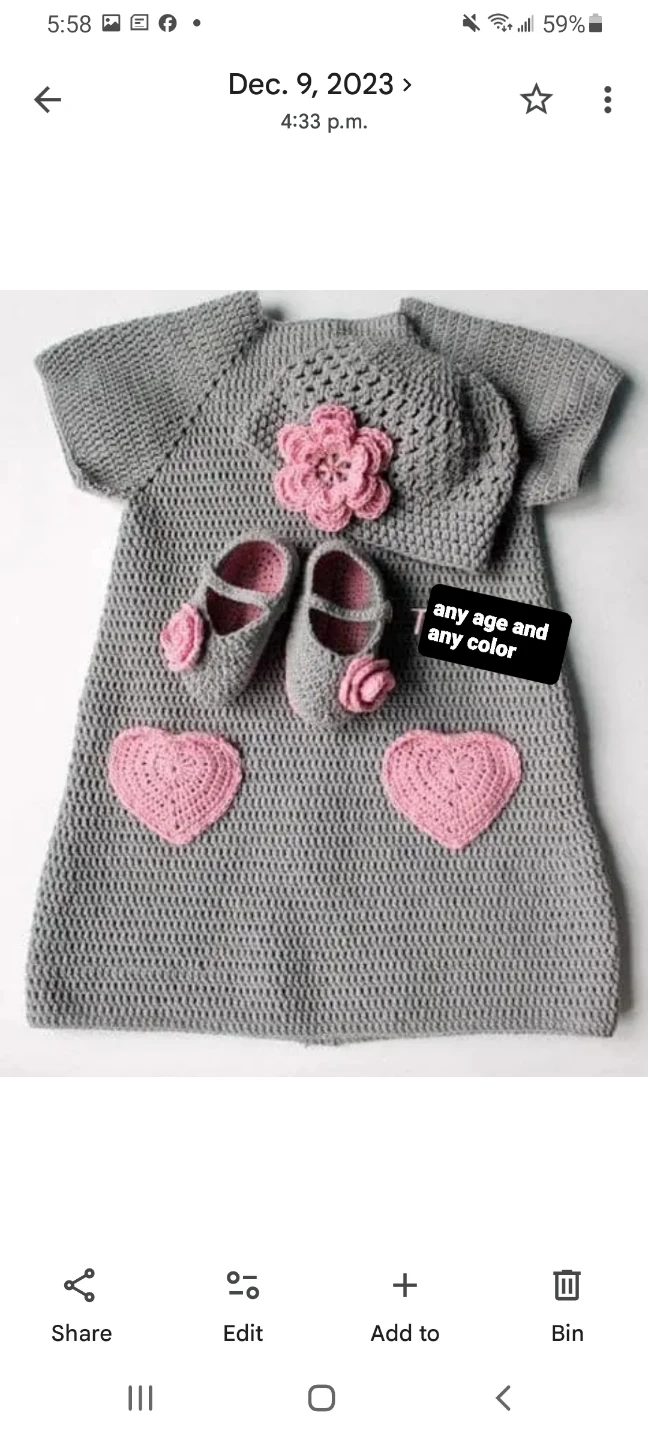 Handmade Crochet Baby Dress and Accessories