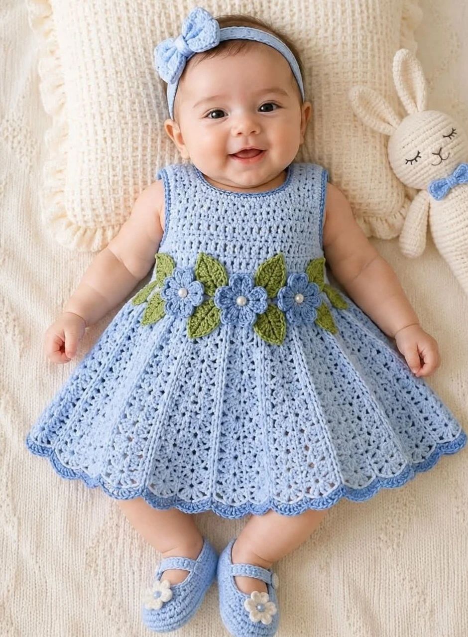 Handmade Crochet Baby Dress and Accessories - photo 4