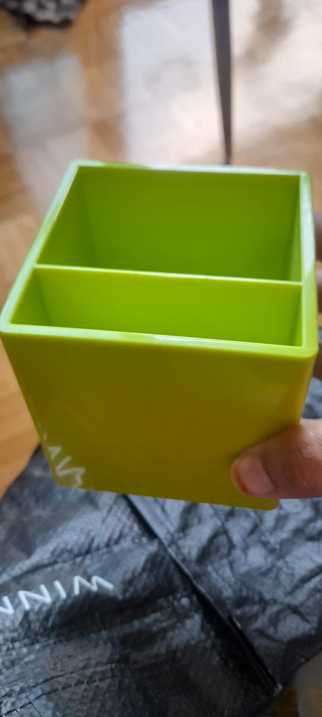 Lime green two-compartment desk organizer