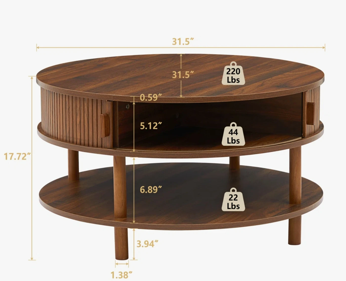 Walnut Coffee Table with Sliding door
