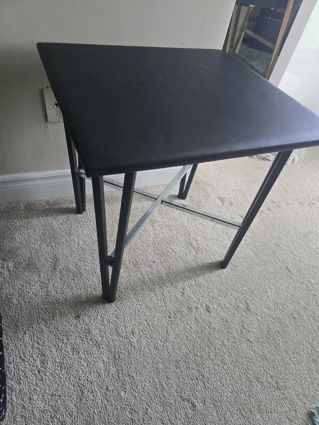 Black Square Bar Table with Mirrored X-Base - photo 2