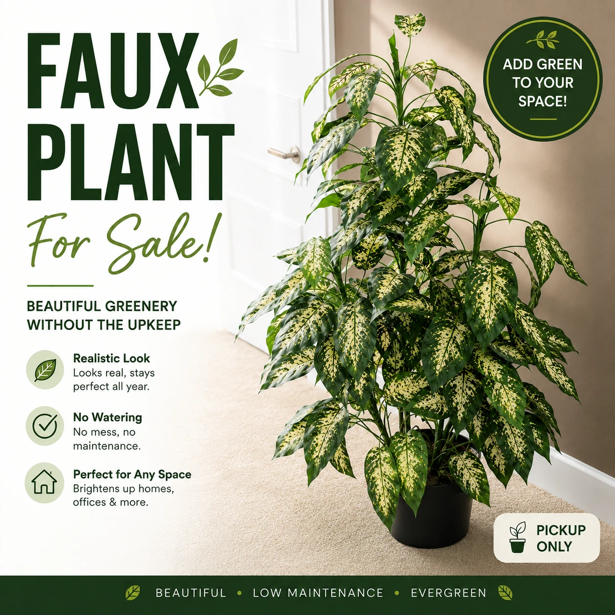 Faux Dieffenbachia Plant