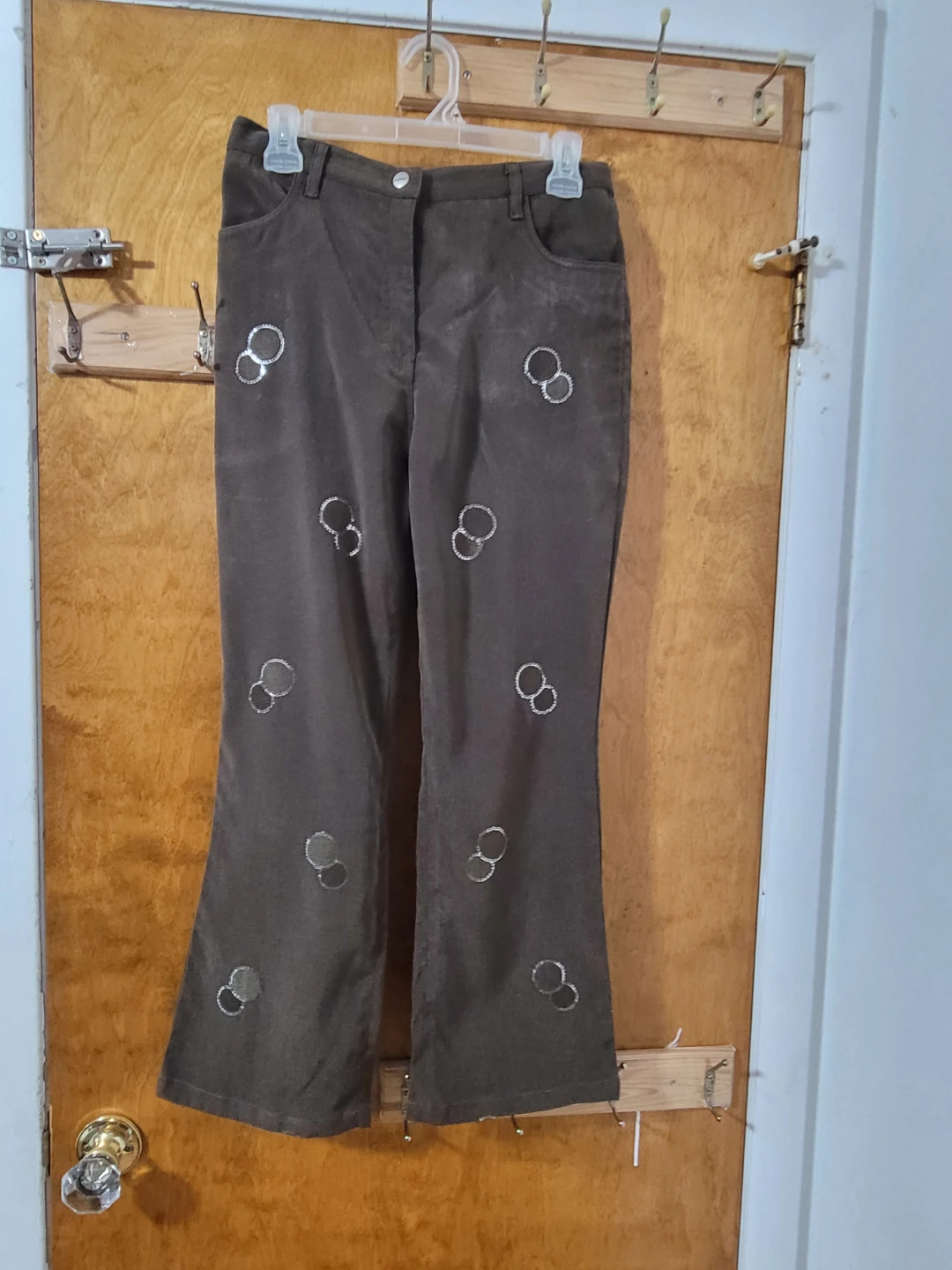 Brown Flare Pants with Circle Design - photo 3