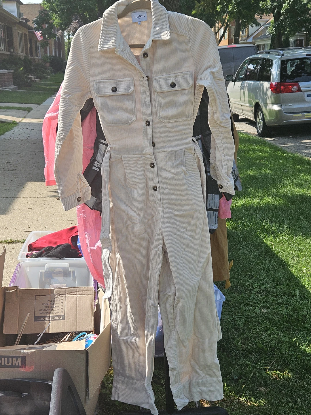 FRNCH Paris Beige Corduroy Jumpsuit XS