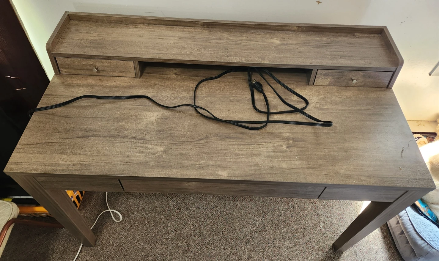 Wooden Desk with Built-in Power Strip and USB Ports - photo 5