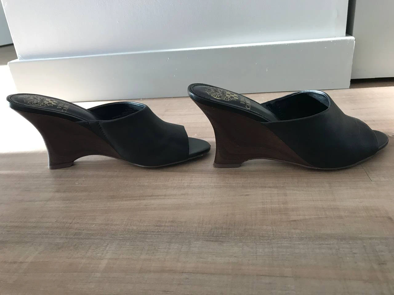 Vince Camuto Black Wedge Mules