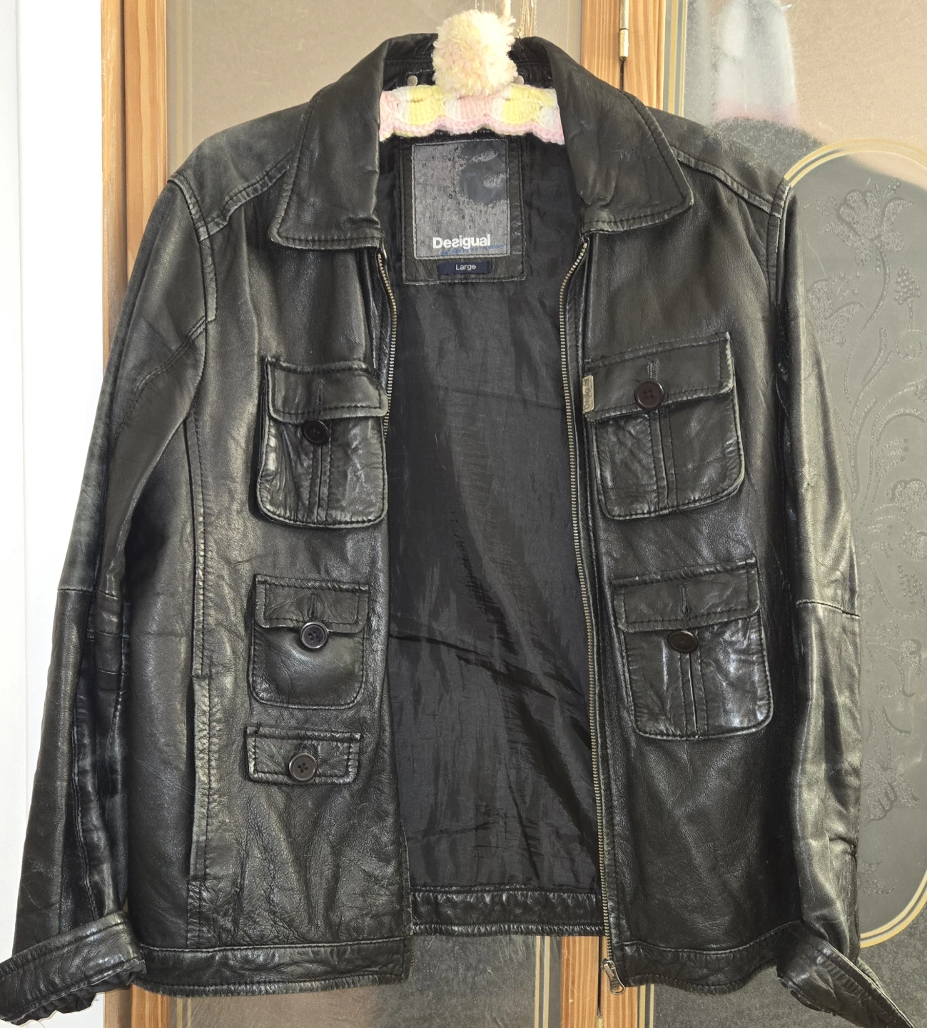 Desigual Black Leather Jacket - Large