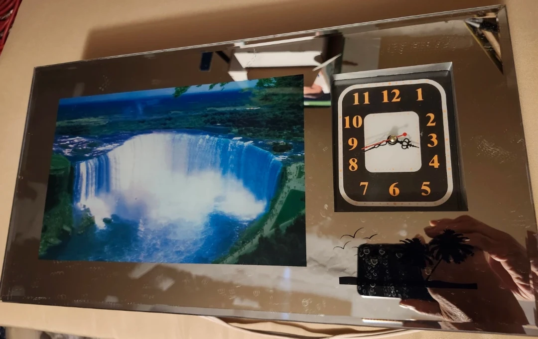 Decorative Wall Clock with Waterfall Image