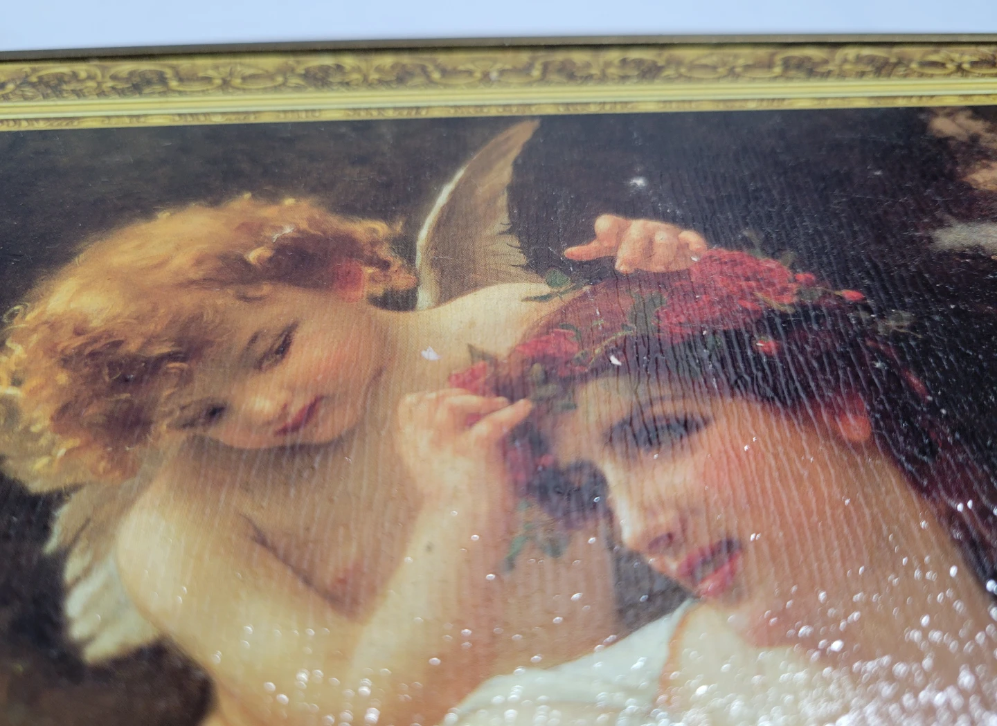 Vintage paiting with Cherub and Woman - photo 5