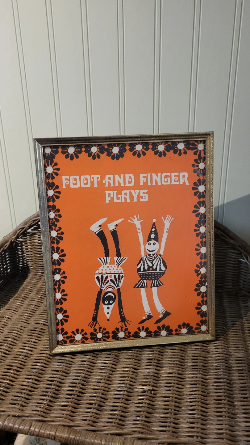 Vintage "Foot and Finger Plays" Framed Art. Picture frame