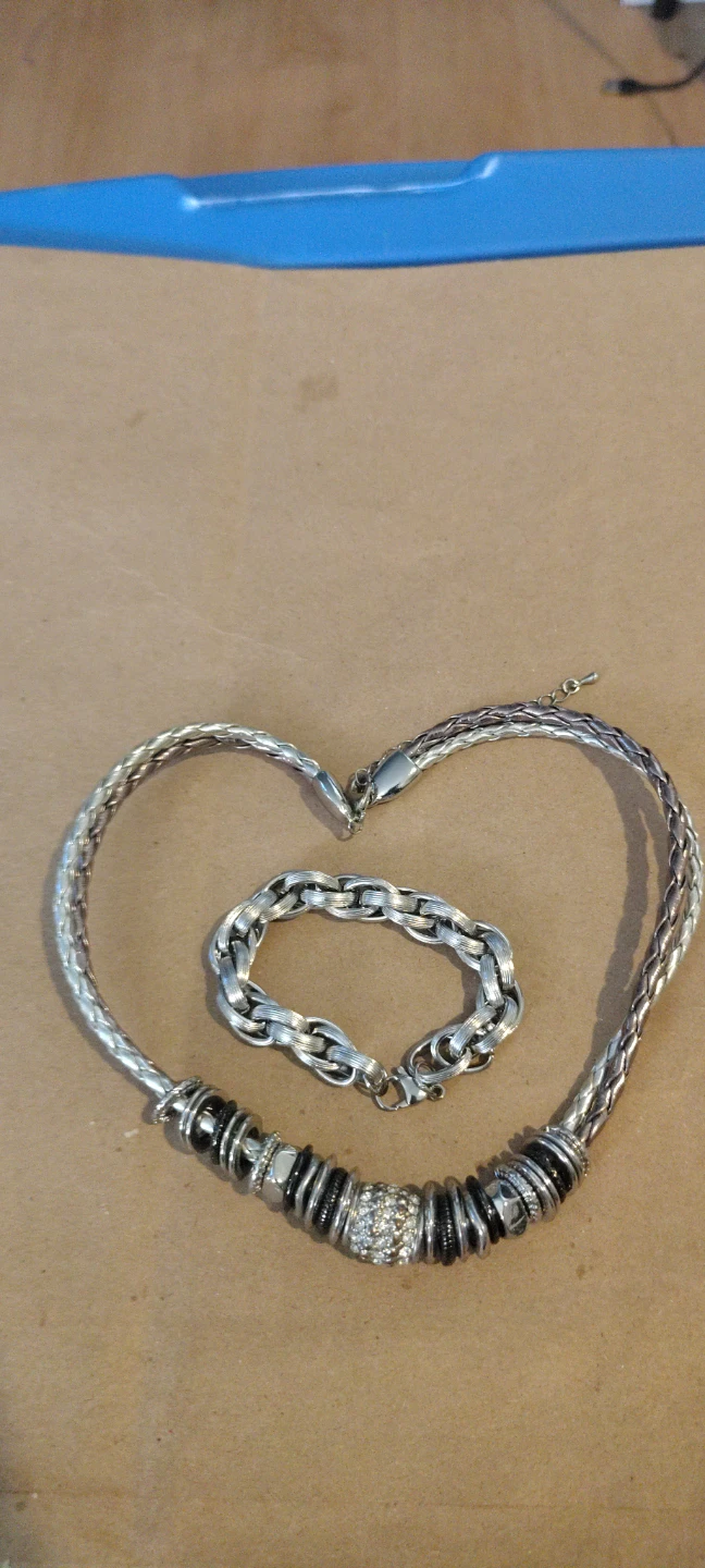 Silver and Black Jewelry Set