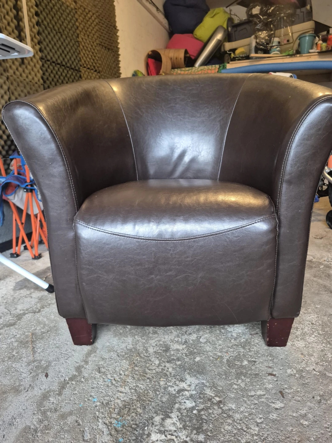 Arm Chair faux leather Brown