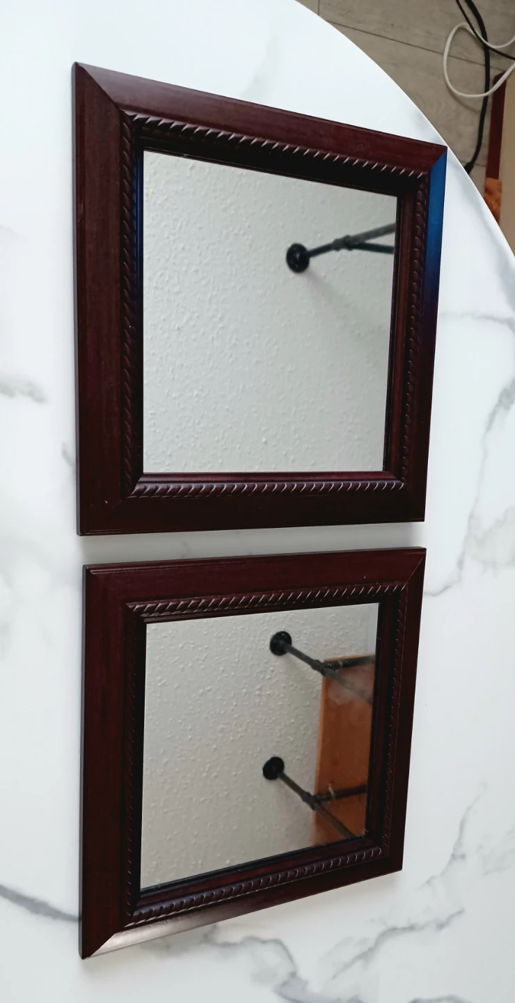 Set of 2 Dark Wood Framed Mirrors