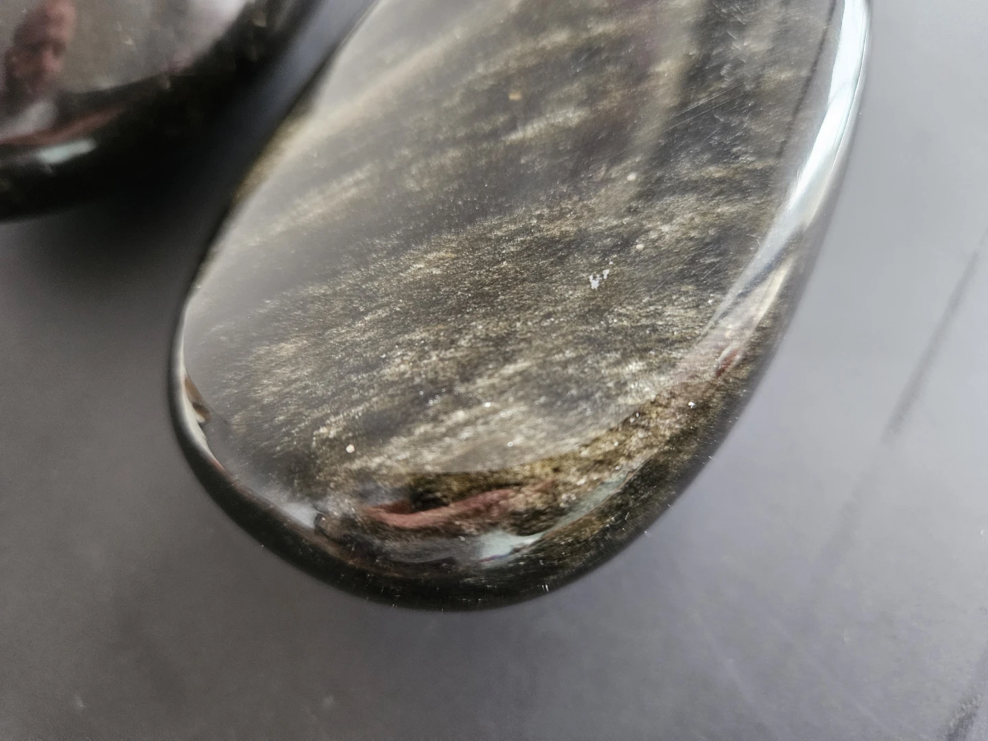 Black obsidian palm stone - photo 2
